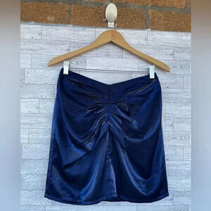Lovers + Friends Skirt Blue Black Iridescent Gathered Mini Lined size medium